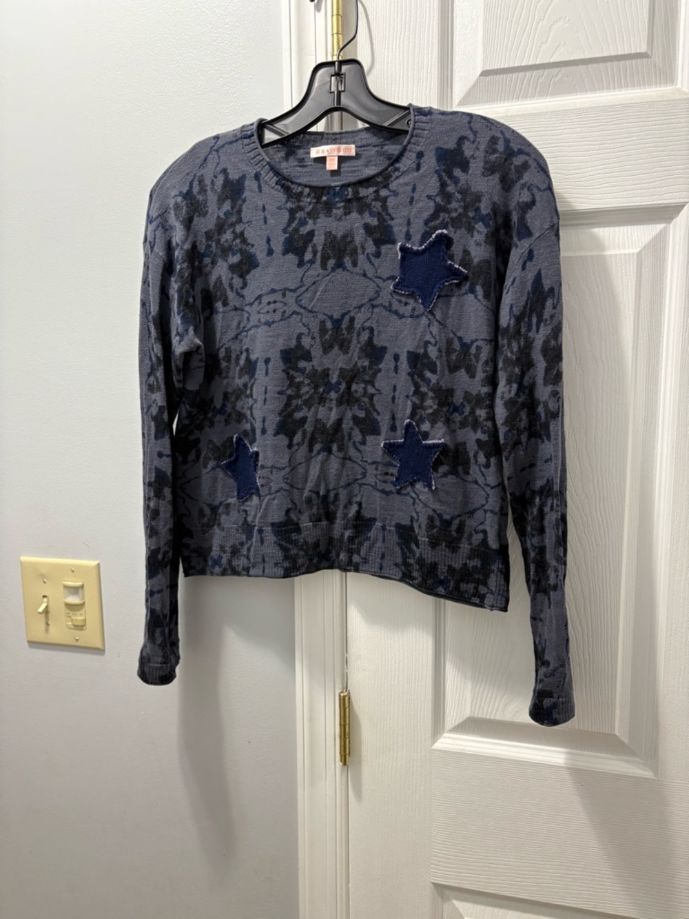 Lisa Todd Corfon Blue Star Appliqué Sweater Size XS